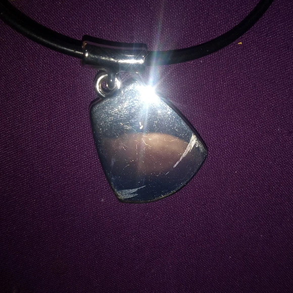 Silver Plated Pebble Texture Slider Pendant Black Cord Necklace 16 - 19" - Picture 2 of 3